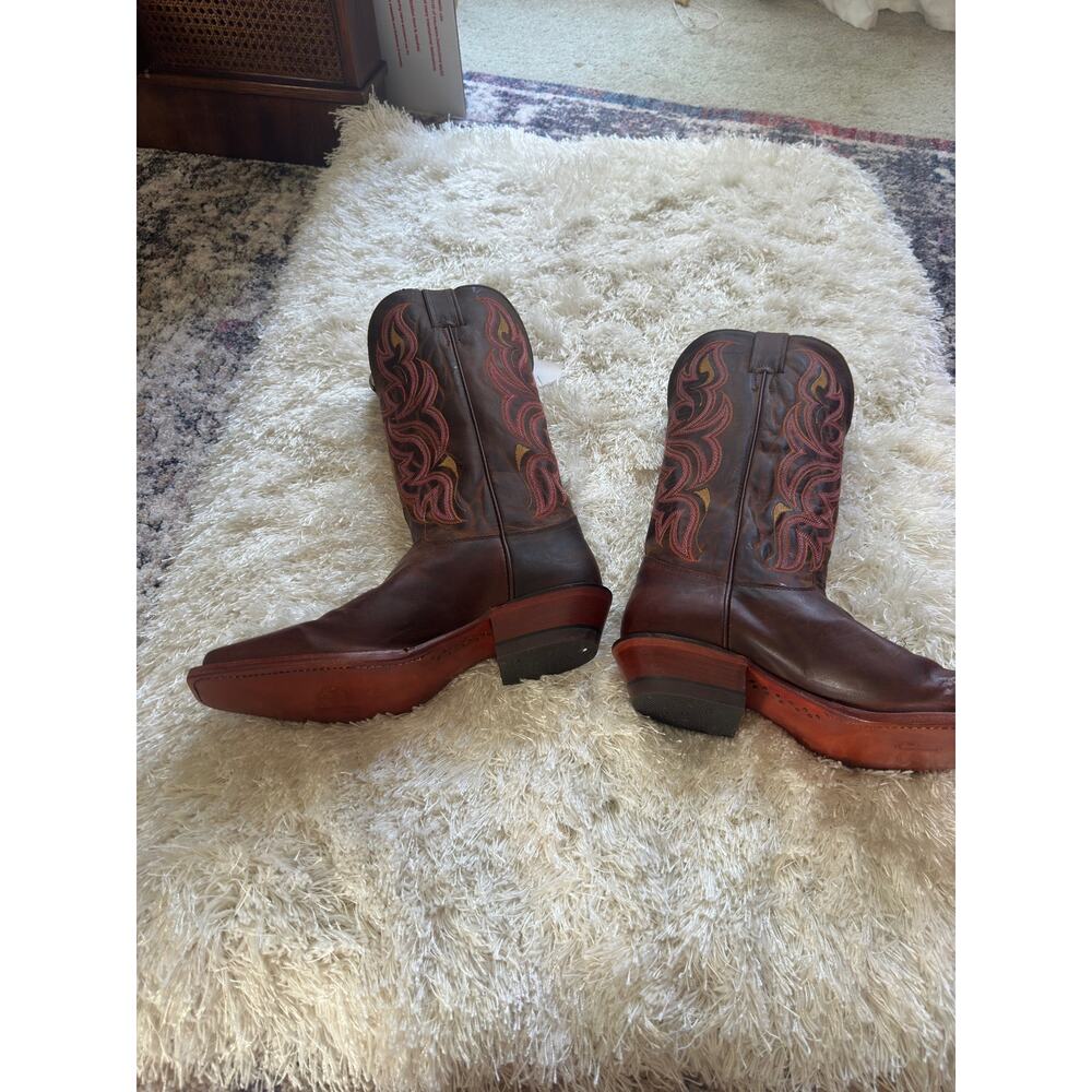 NWT Justin L2687 Ladies Punchy Western Boots Antique Brown Pink Square Toe 9.5 B - Picture 6 of 9